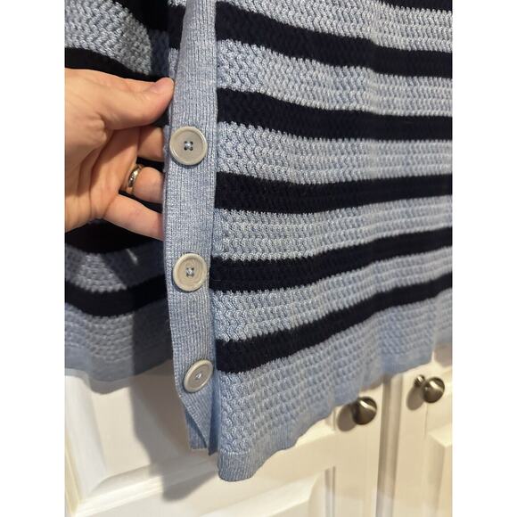 Talbots Nautical Blue Striped Lightweight Sweater Size XL Petite Button Sides - Picture 6 of 9